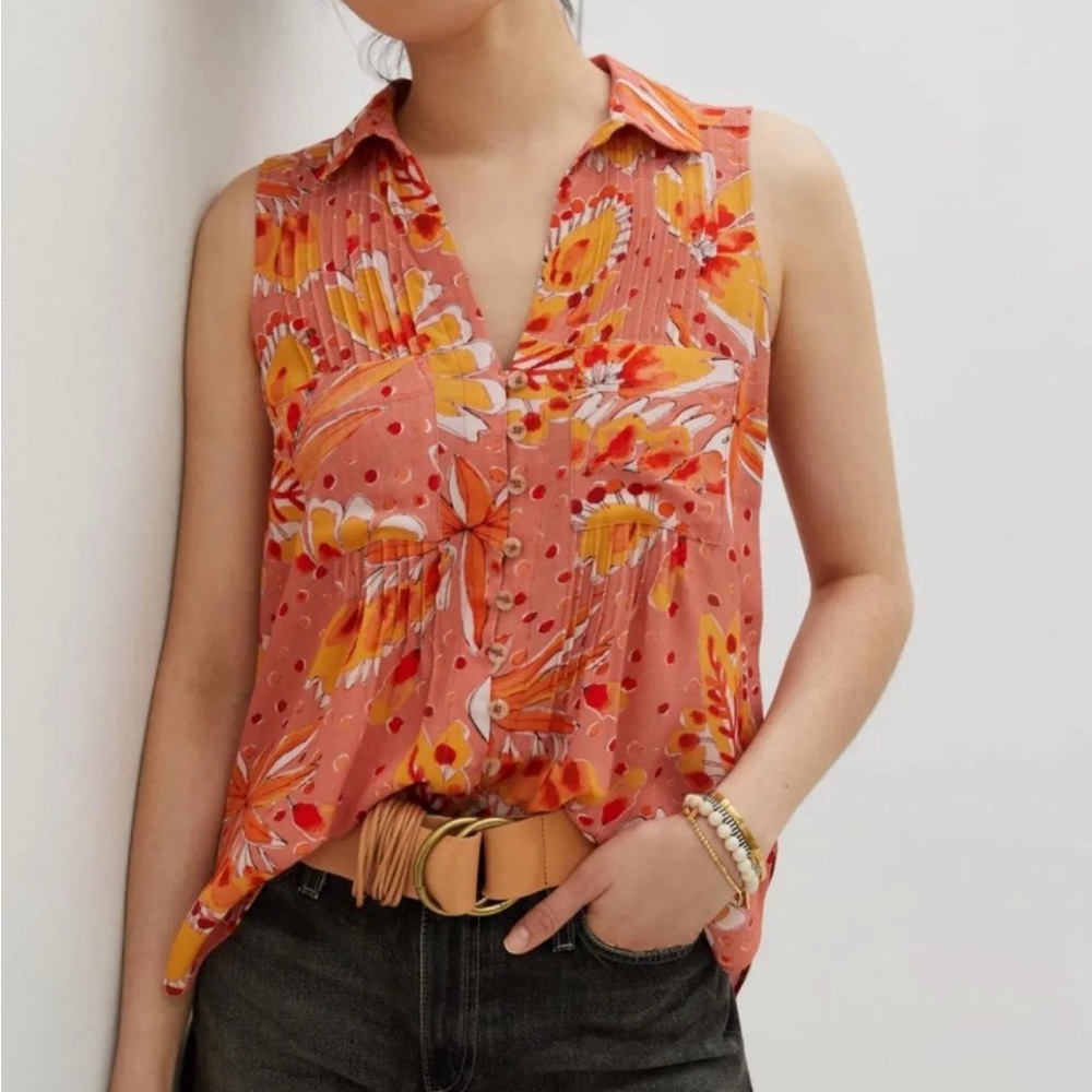 Vera for Anthropology Button Down Tank L